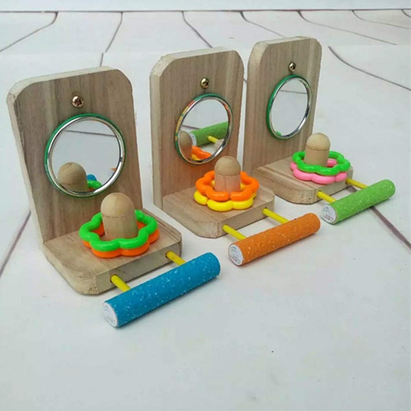 Litewoo Bird Mirror Bird Swings Wood Perches Cage for Parrot Parakeet Budgies Cockatiel Conure Finch Lovebird Wood Stand Perch (Color Random) - Image 5